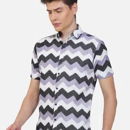 BASE 41 Men Slim Fit Chevron Printed Casual Shirt image 3