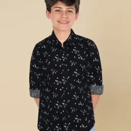 Allen Solly Kids Black Printed Slim Fit Shirt-image-8