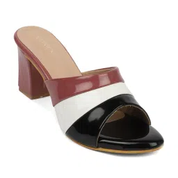 Iconics Women's Black & Maroon Casual Sandals image 2