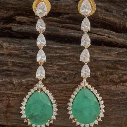 Kushal's Fashion Jewellery Green Golden Earrings for Women-image-67