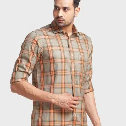 ColorPlus Green Cotton Tailored Fit Checks Shirt image 4