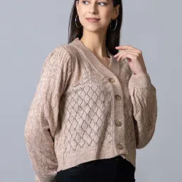 Club York Beige Self Pattern Cardigan image 4