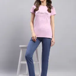 Monte Carlo Blue Cotton Blend Regular Fit Mid Rise Trackpants image 4