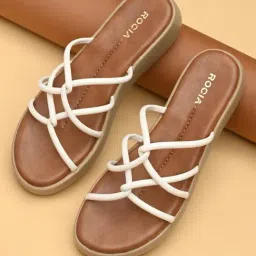 Rocia by Regal Women's White Cross Strap Wedges-image-27