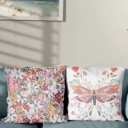Haus & Kinder Floral Charm Digital Printed 100% Cotton Duck Square Cushion Cover - Pack of 2-picture-32