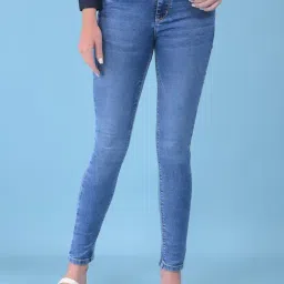 Crimsoune Club Blue Blended Skinny Fit Mid Rise Jeans-picture-17