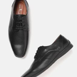 Louis Philippe Men Black Solid Leather Formal Derbys with Perforated Detail-picture-15
