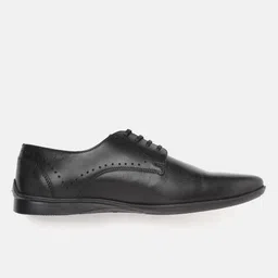 Louis Philippe Men Black Solid Leather Formal Derbys with Perforated Detail image 4
