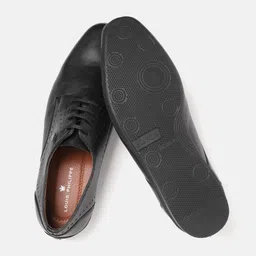 Louis Philippe Men Black Solid Leather Formal Derbys with Perforated Detail image 5
