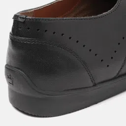 Louis Philippe Men Black Solid Leather Formal Derbys with Perforated Detail image 3