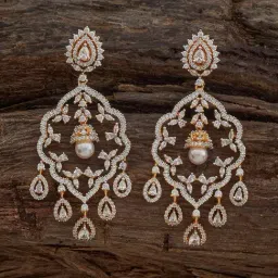 Kushal's Fashion Jewellery White Golden Earrings for Women-picture-42