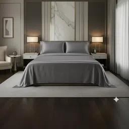 Weave Abode Charcoal 300 TC Bedsheet With 2 Pillow Covers-picture-15