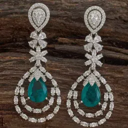 Kushal's Fashion Jewellery Green Rhodium Polished Earrings for Women-picture-19