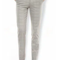 Van Heusen Grey Cotton Slim Fit Checks Trousers-picture-43