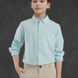 Rare Ones Boys Blue Cotton Solid Shirt-image-97