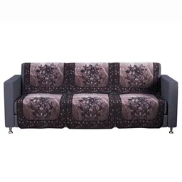 Kuber Industries Brown & White Printed 10 Pieces Cotton Sofa Cover With Arms image 4