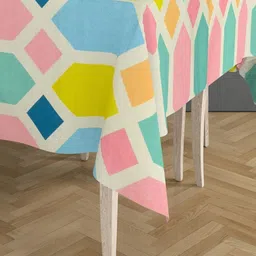 RRC Pink Geometric Printed 6-Seater Table Cover image 4