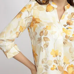 FableStreet Women Floral Printed Mandarin Collar Shirt Style Top image 3