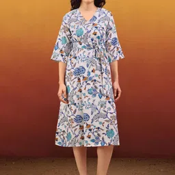 milost Printed White Wrap Dress-picture-26