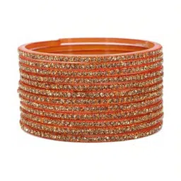 SAND Orange Glass Artificial Stones & Beads Bangle image 2