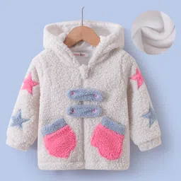 Kookie Kids Full Sleeves Star Designed Hooded Fur Winter Jacket - Beige-picture-21