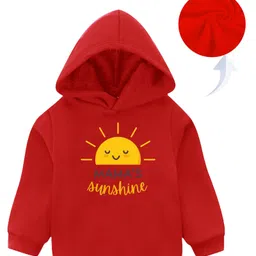 KAVEE Full Sleeves Mamas Sunshine Text Printed Hooded Sweatshirt - Red-picture-35