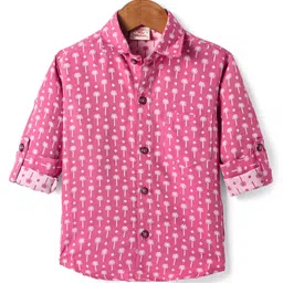 Rikidoos Full Sleeves Palm Trees Printed Shirt - Pink-picture-19