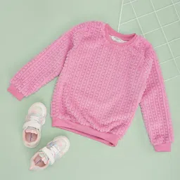 Pantaloons Junior Full Sleeves Fur Detailed Sweatshirt - Pink-picture-14