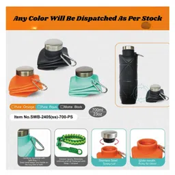 YAMAMA Silicone Bottle Bottle Foldable Expandable Water Bottle for Home, Office, Gym, Trekking, BPA Free Food-Grade Collapsible Leak Proof Portable Travel Water Bottle 700ml (Pack of 1 Color May Vary)-image-16