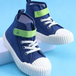 Pine Kids Velcro Closure Casual Shoes With Lace Detailing - Blue-picture-24