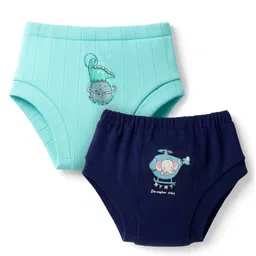 CUCUMBER Cotton Knit Bloomers with Animal Print Pack of 2 - Navy & Aqua Blue-image-8