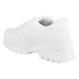 Shoetopia Solid Lace Up Sneakers - White image 3