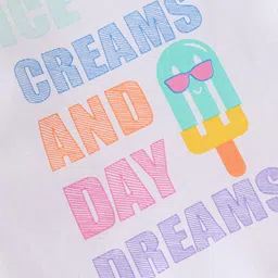 Babyhug Cotton Knit Half Sleeves Text & Ice Cream Printed T-Shirt - White image 3