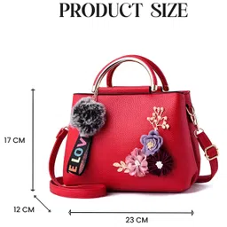 SYGA Women's Fashion Handbag 3D Flower Design One-Shoulder & Crossbody Bag Elegant & Versatile Purse for Daily Use(Red) image 3