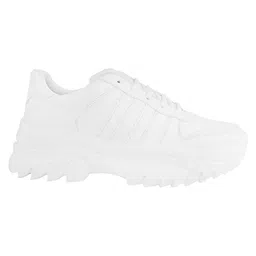 Shoetopia Solid Lace Up Sneakers - White image 4