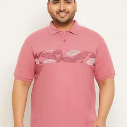 NYKER Men Plus Size Floral Printed Polo Collar Cotton T-shirt-image-0