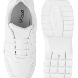 Shoetopia Solid Lace Up Sneakers - White image 5