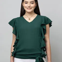 PURYS Women Ruffled V-Neck Top-image-98