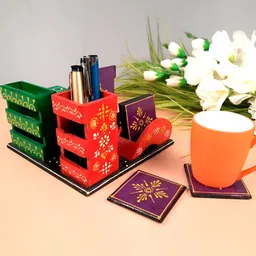 apka mart Red & Green Printed Wooden Multi-Utility Organisers image 2