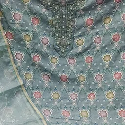 KALINI Embroidered Organza Unstitched Dress Material image 4