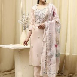Biba Women Beige Embroidered Unstitched Dress Material-picture-36