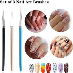 nailwind 3 pcs of nail art detailing brush set Acrylic French Stripe Nail Art Liner Brush image 3