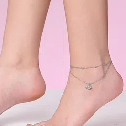 Sanjog Silver-Plated Artificial Stones Anklet image 1