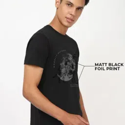Bewakoof Black Cotton Regular Fit Graphic T-Shirt-image-6