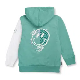 Gini & Jony Kids Green & White Cotton Printed Full Sleeves Sweatshirt image 2
