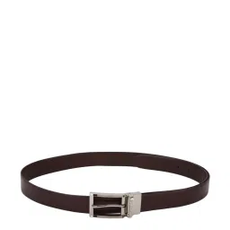 Louis Philippe Maroon Leather Textured Reversible Belt for Men image 2