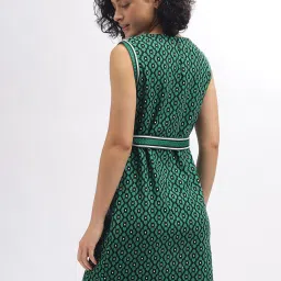 Iconic Green & Black Printed Wrap Dress image 2