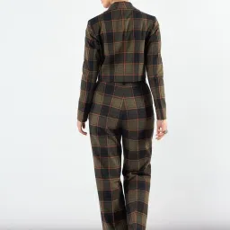 Powersutra Green & Navy Checks Crop Blazer With Trouser image 2