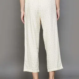 Melange by Lifestyle Off-White Printed Cropped Flared Pants image 2