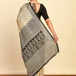 Soch Womens Cream Ethnic Motifs Print Art Silk Saree image 2